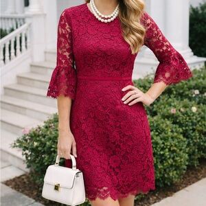 Draper James Dress in Rich Shimmery Burgundy
